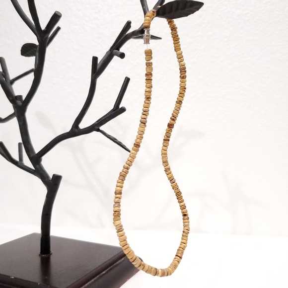 Tan Wood Beaded Necklace - Picture 3 of 4